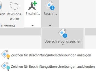 Multifunktionsleiste Beschriften mit der Funktion Überschreibungszeichen zum Anzeigen und Ausblenden der Kennzeichnungen