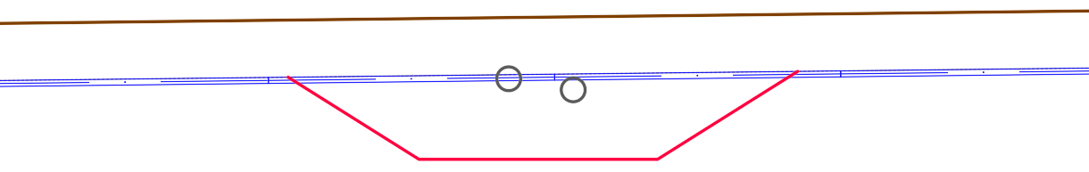 Höhenplan in Civil 3D mit Druckleitung und querenden Objekten sowie konstruierter Gradiente für die Unterquerung